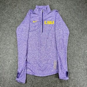 Nike LSU Tigers Purple Dri Fit 1/4 Zip Pullover Top Womens XS Long Sleeve